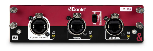 DANTE 128X128 NETWORKING CARD, AES67 COMPATIBLE, DDM READY, 96KHZ/48KHZ
